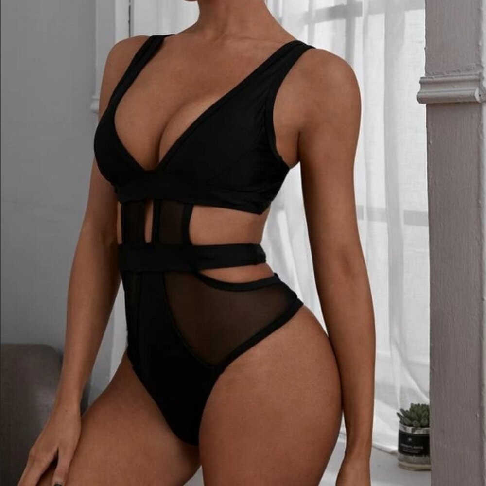 NEW without tags Black cutout Bikini Swimsuit size S